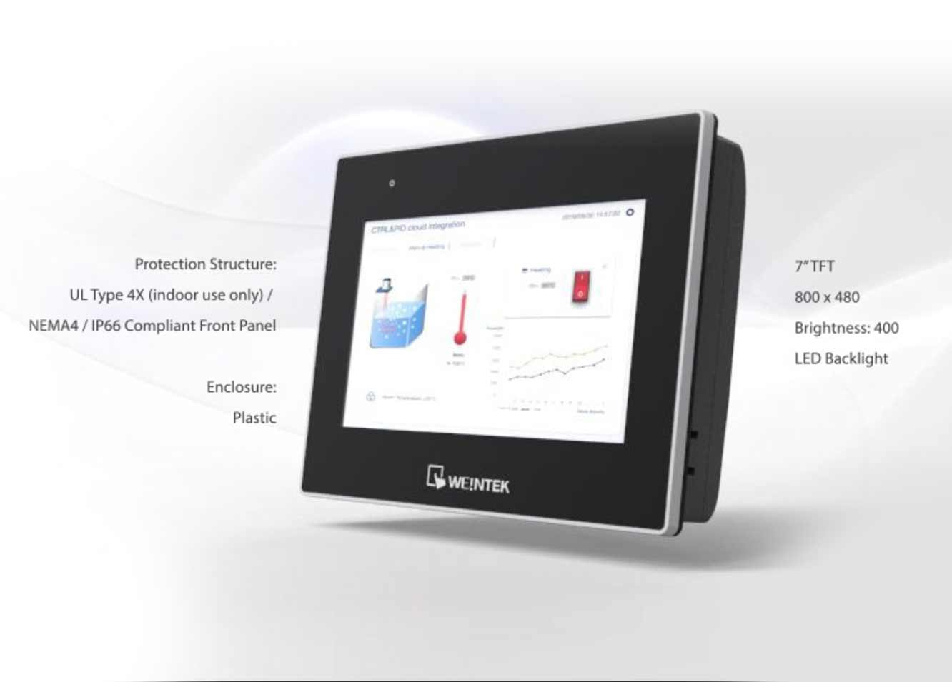 Weintek CMT3072X: Touch Screen, display 7" wide, risoluzione 800x480 ...